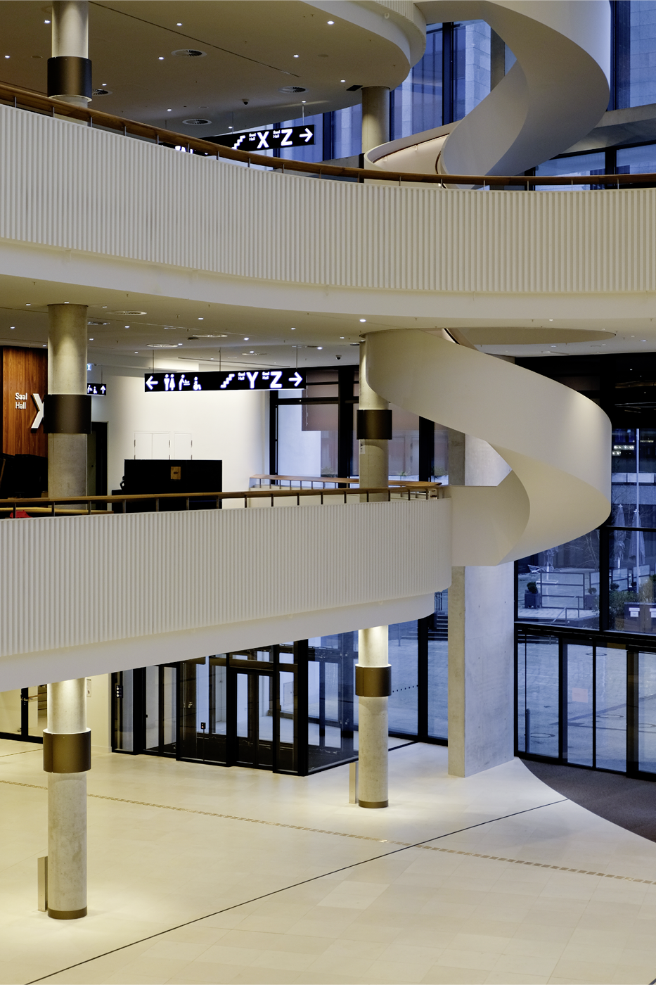 Foyer view with directional signs