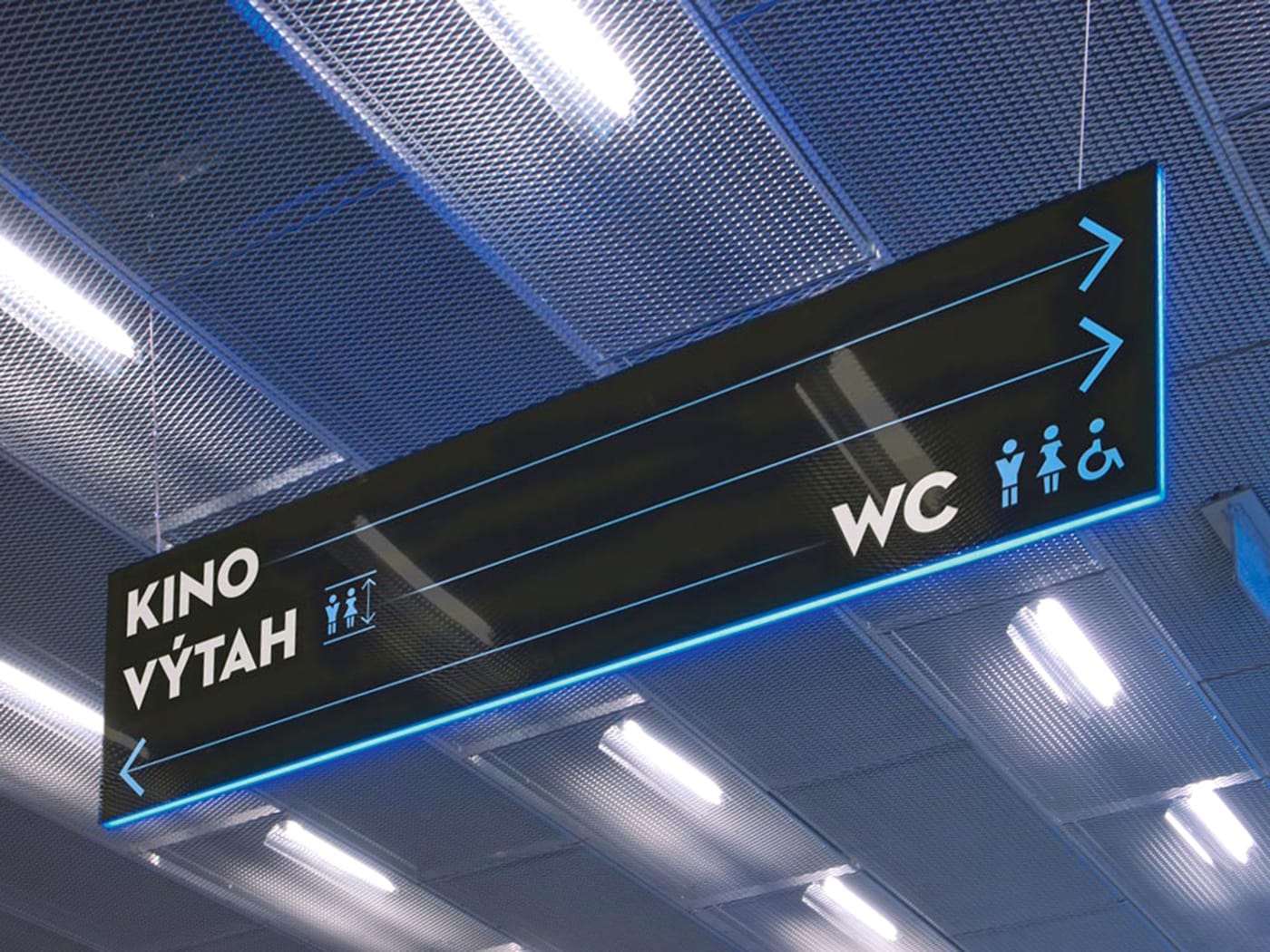 Suspended directional sign