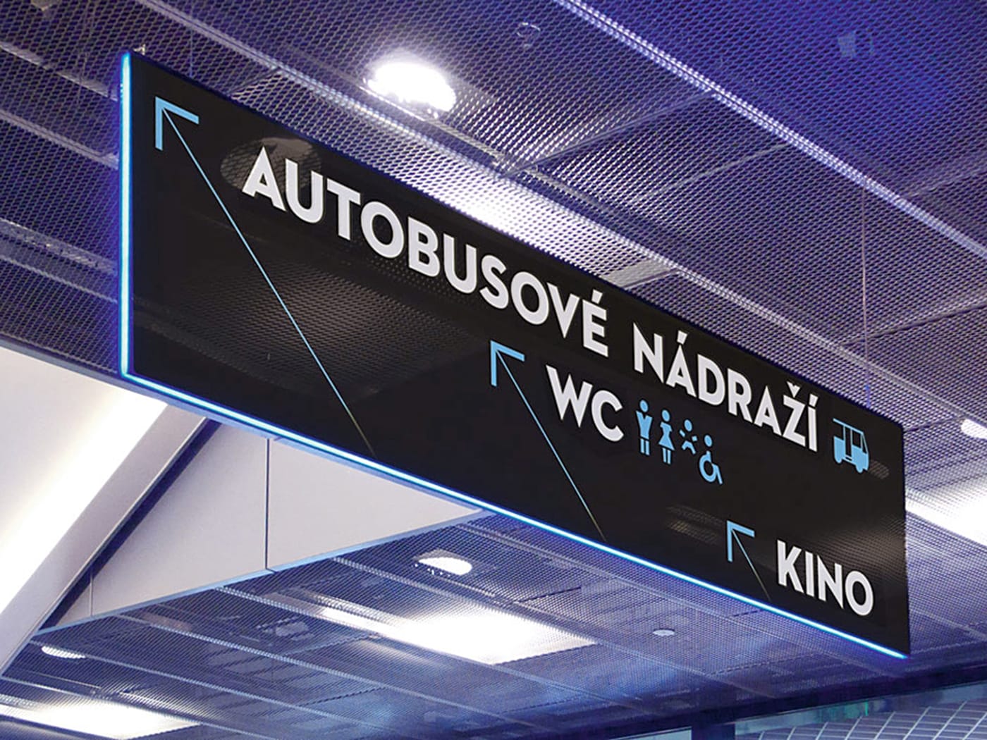 Suspended directional sign