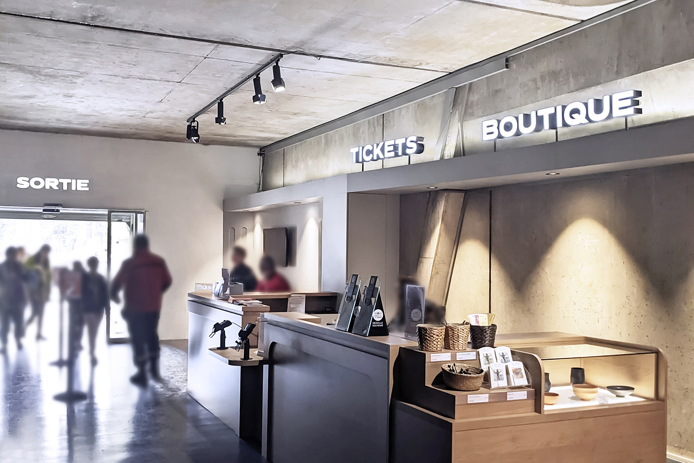 Lighting cash desk and shop identification sign